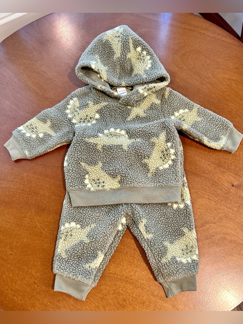 Cozy Sherpa Hoodie and Jogger Set - Dino Pattern